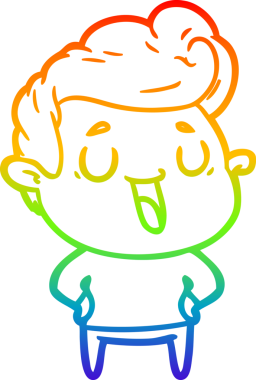 gökkuşağı gradyanı çizimi bir insan tarafından çizilmiş mutlu bir çizgi film adamı