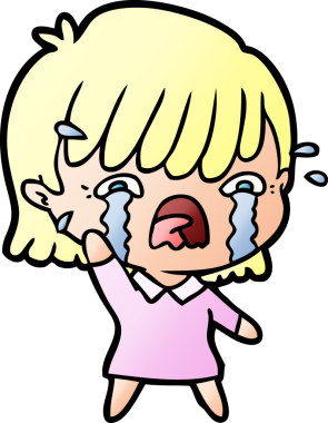 Bir insan tarafından çizilmiş ağlayan çizgi film kızı.