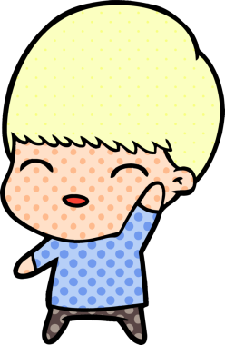 Bir insan tarafından çizilmiş mutlu çizgi film çocuğu.