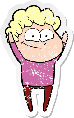 Bir insan tarafından çizilmiş mutlu bir adamın sıkıntılı çıkartması.