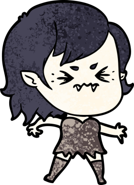 Bir insan tarafından çizilmiş kızgın vampir kız.