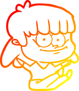 Bir insan tarafından çizilmiş gülümseyen bir karikatür çizimi