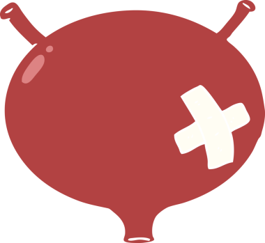 Bir insan tarafından çizilmiş düz renkli çizgi film mesanesi.