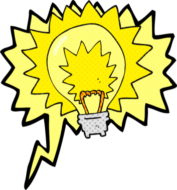 Bir insan tarafından çizilmiş serbest çizilmiş çizgi roman konuşma balonu çizgi film ampulü.