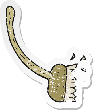 Bir insan tarafından çizilmiş karikatür süpürme fırçasının geriletilmiş yapıştırması.