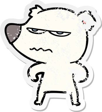 Bir insan tarafından çizilmiş kızgın bir ayı kutup karikatürü.