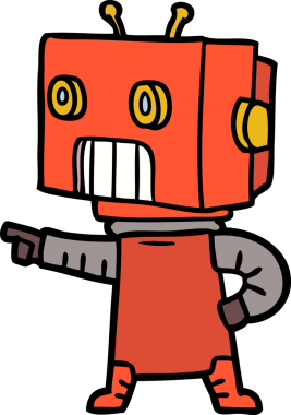 Bir insan tarafından çizilmiş çizgi film robotu