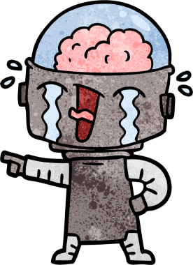 Bir insan tarafından çizilmiş ağlayan robot çizimi.