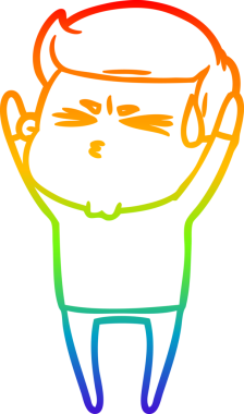 Bir insan tarafından çizilmiş terleyen bir çizgi film karakterinin çizimi.