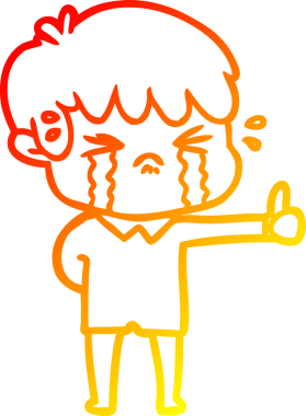 Bir insan tarafından çizilmiş, ağlayan bir çizgi film çocuğu çizimi.