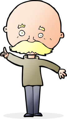 Bir insan tarafından çizilmiş bir fikri olan kel bir adam.