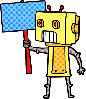 Bir insan tarafından çizilmiş çizgi film robotu