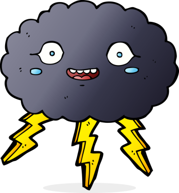 Bir insan tarafından çizilmiş mutlu çizgi film yağmur bulutu