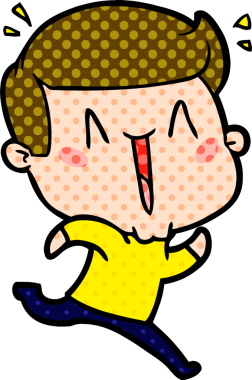 Bir insan tarafından çizilmiş heyecanlı bir çizgi film.