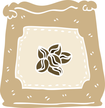 Bir insan tarafından çizilmiş düz renkli kahve çekirdekleri.