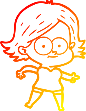 Bir insan tarafından çizilmiş mutlu bir çizgi film kızı çizimi