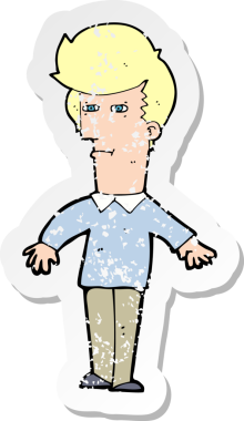 Bir insan tarafından çizilmiş şüpheli bir karikatürün gerilimli çıkartması.