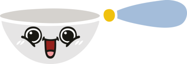 Bir insan tarafından çizilmiş bir kaşığın düz renkli retro karikatürü