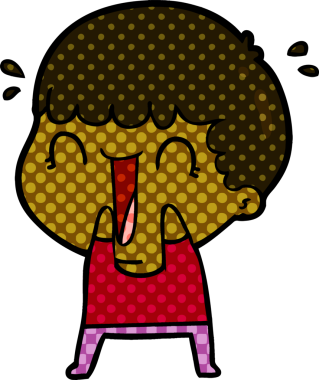 Bir insan tarafından çizilmiş gülen karikatür adam.