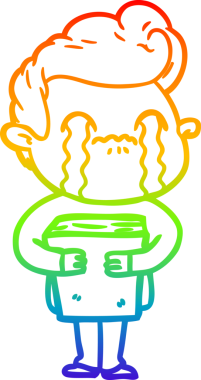 Gökkuşağı gradyan çizimi bir insan tarafından çizilmiş ağlayan bir karikatür adamı çiziyor.