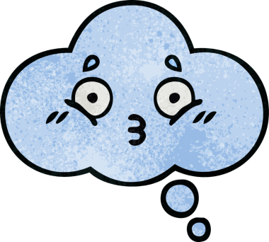 Bir insan tarafından çizilmiş bir düşünce baloncuğunun retro grunge doku karikatürü