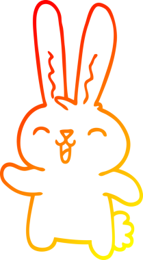 Bir insan tarafından çizilmiş neşeli bir tavşanın sıcak çizgi çizimi