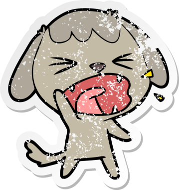 Bir insan tarafından çizilmiş şirin bir köpeğin sıkıntılı çıkartması.