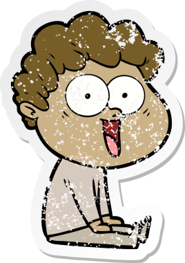 Bir insan tarafından çizilmiş mutlu bir adamın sıkıntılı çıkartması.