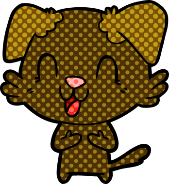 Bir insan tarafından çizilmiş gülen çizgi film köpeği.