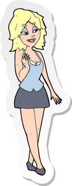 Bir insan tarafından çizilmiş çekici bir ofis kadınının çıkartması.