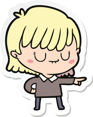 Bir insan tarafından çizilmiş bir karikatür kadının çıkartması.