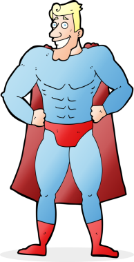 Bir insan tarafından çizilmiş süper kahraman çizgi filmi.