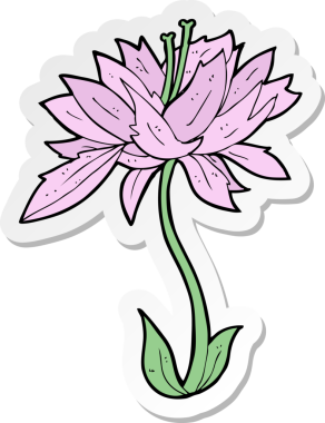 Bir insan tarafından çizilmiş karikatür çiçeğinin çıkartması.