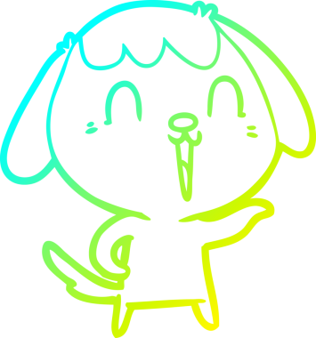 Bir insan tarafından çizilen çizgi film köpeğinin soğuk gradyan çizgisi.