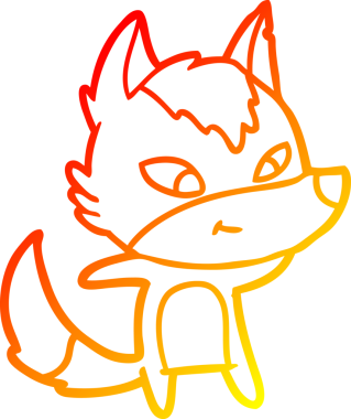 Bir insan tarafından çizilmiş dost canlısı bir kurt çizgi çizimi.