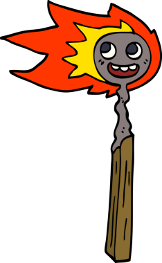 Bir insan tarafından çizilmiş karikatür yanmış kibrit.