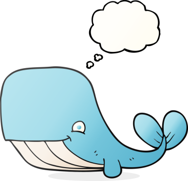 Bir insan tarafından çizilmiş serbest çizim balon karikatürü mutlu balina