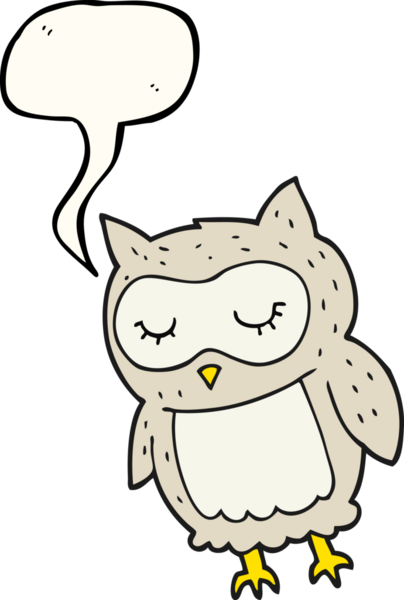 Bir insan tarafından çizilmiş serbest konuşma balonu karikatürü baykuşu