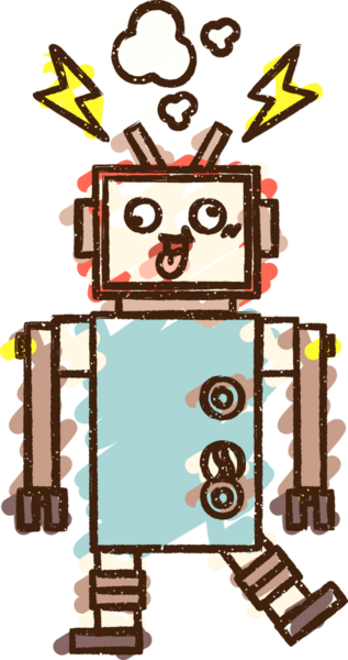 Bir insan tarafından çizilen robot tebeşiri.