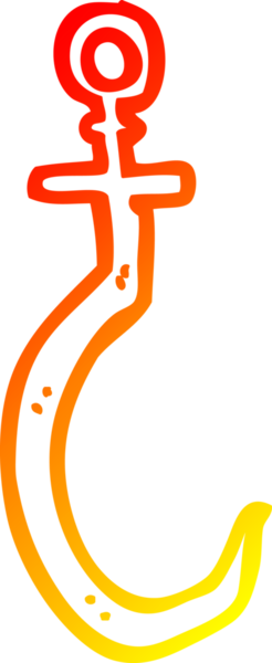 Bir insan tarafından çizilmiş karikatür balık kancasının sıcak gradyan çizgisi