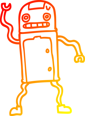 Bir insan tarafından çizilen çizgi film robotunun sıcak çizgi çizimi