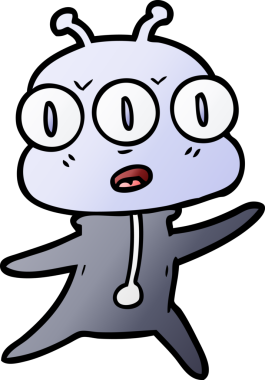 Bir insan tarafından çizilmiş üç gözlü uzaylı çizgi filmi.