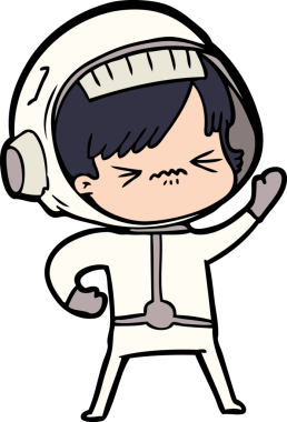 Bir insan tarafından çizilmiş kızgın uzay kızı.