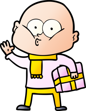 Bir insan tarafından çizilmiş kel bir adam.