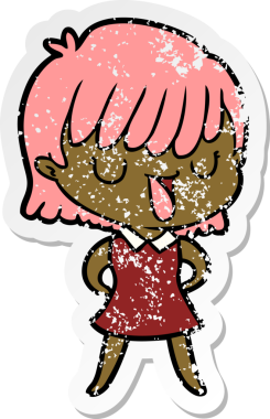 Bir insan tarafından çizilmiş karikatür bir kadının sıkıntılı çıkartması.