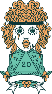 Retro Dövme Tarzı İnsan Barbarlığı Bir insan tarafından çizilmiş 20 zar ile