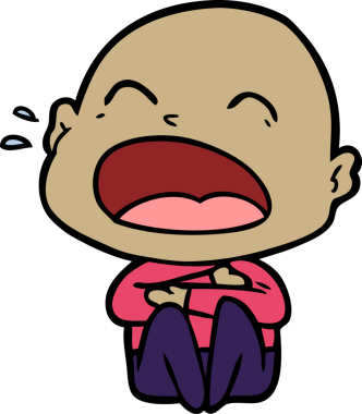 Bir insan tarafından çizilmiş kel adam diye bağıran çizgi film.