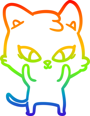 Gökkuşağı gradyan çizgisi bir insan tarafından çizilmiş şirin bir çizgi kedi çizimi