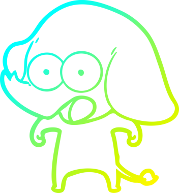 Bir insan tarafından çizilmiş şirin bir filin soğuk gradyan çizgisi