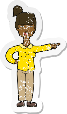 Bir insan tarafından çizilmiş karikatür kadının gerilmiş çıkartması.